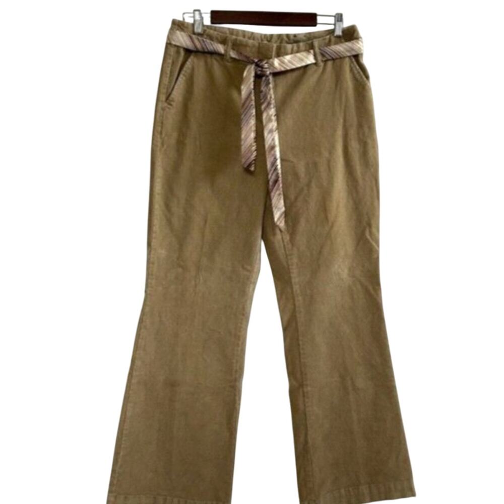 St. John's Bay Corduroy Pants Women's 14 Beige Tan Stretch Flare